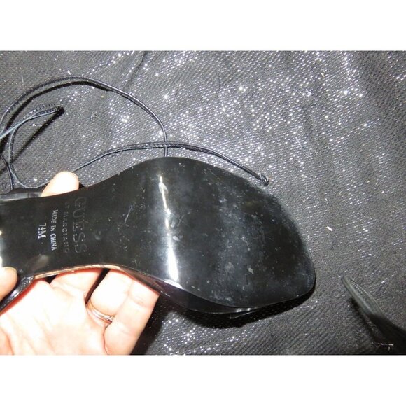 BOGO Guess by Marciano Black Leopard Leather Strappy Ankle Tie Heels sz 7.5 - Picture 12 of 12